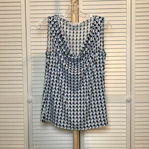 Liz Claiborne Geometric Cowl Neck Sleeveless Blouse M
